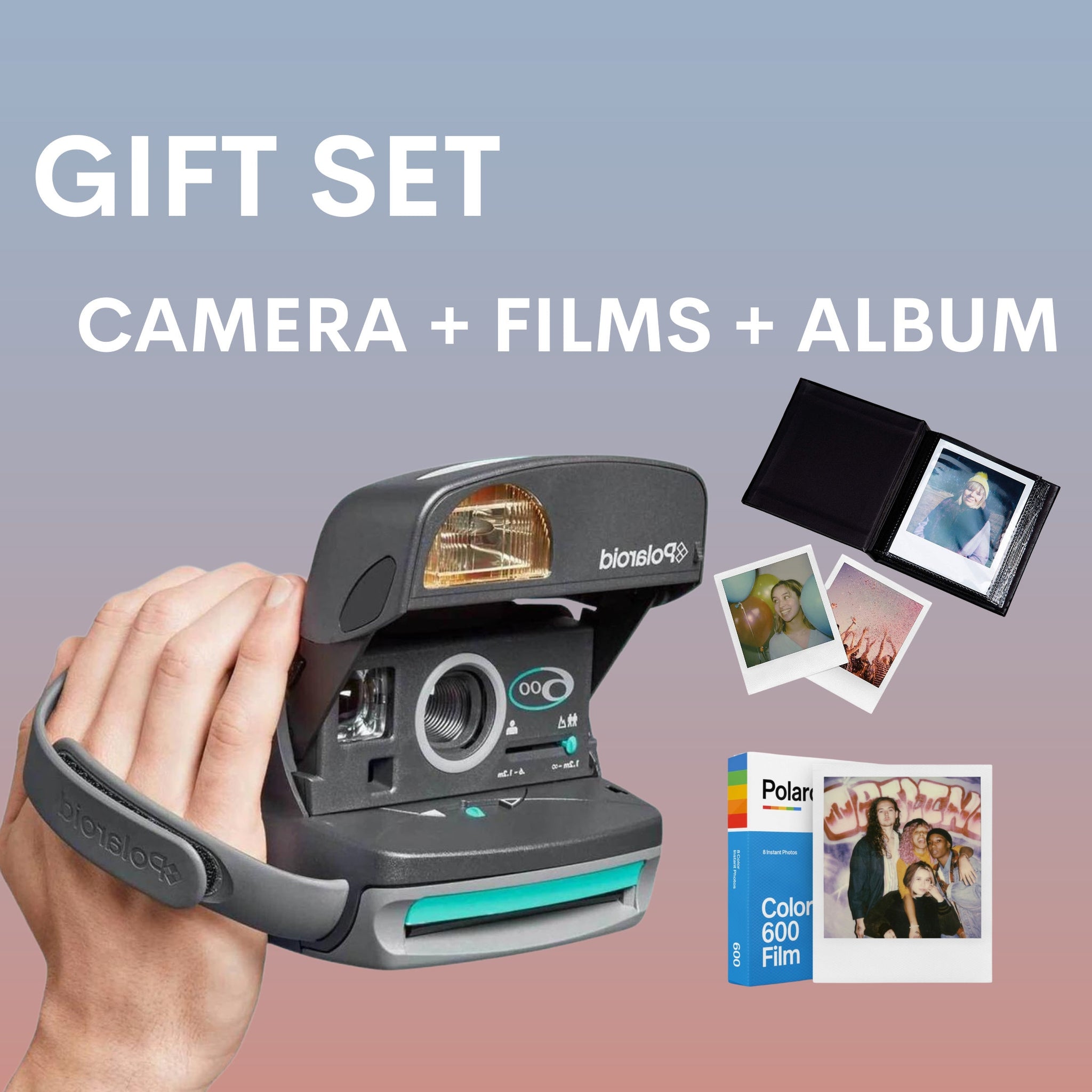 GIFT SET! Polaroid 600 Round Instant Vintage Camera + Photo Album + Films - Vintage Polaroid Instant Cameras