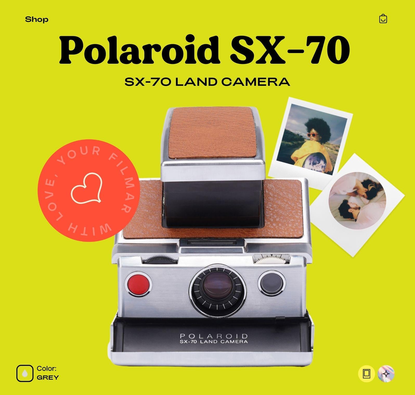 Polaroid SX-70 Land Camera -Vintage Folding Instant SLR Camera with Ma