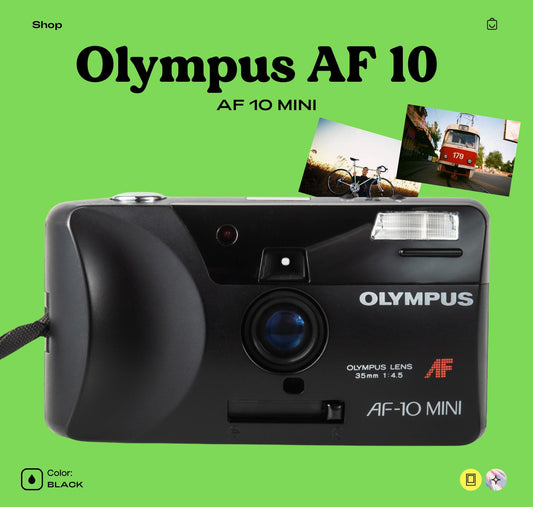 Olympus AF-10 Mini 35mm Film Camera - Compact Point-and-Shoot with Autofocus, Built-In Flash, and Automatic Exposure for Vintage Photography - Vintage Polaroid Instant Cameras