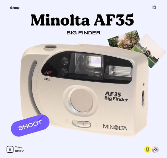 Minolta AF 35 35mm Film Camera - Classic Point-and-Shoot with Autofocus, Built-In Flash, and Motorized Film Advance for Vintage Photography - Vintage Polaroid Instant Cameras