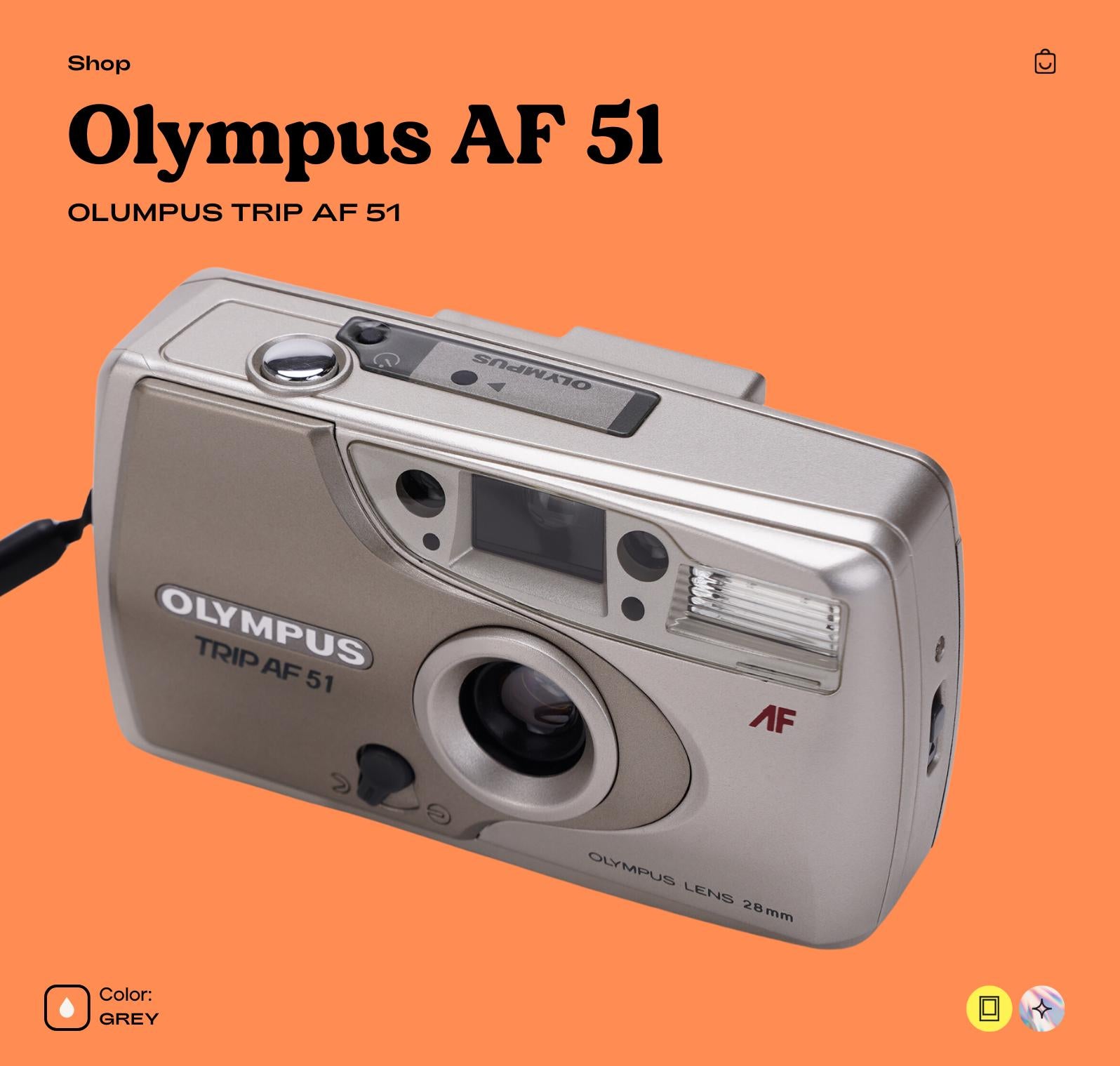 Olympus Trip AF 51 35mm Film Camera Compact Point-and-Shoot with Autofocus, Built-In Flash, and Automatic Features for Easy Film Photography - Vintage Polaroid Instant Cameras