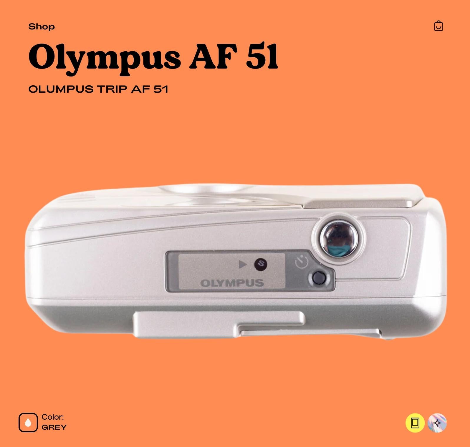 Olympus Trip AF 51 35mm Film Camera Compact Point-and-Shoot with Autofocus, Built-In Flash, and Automatic Features for Easy Film Photography - Vintage Polaroid Instant Cameras