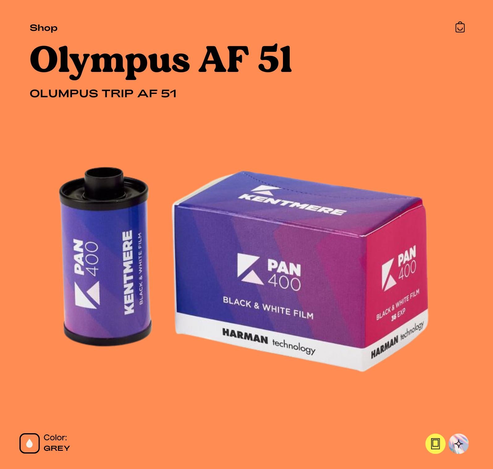Olympus Trip AF 51 35mm Film Camera Compact Point-and-Shoot with Autofocus, Built-In Flash, and Automatic Features for Easy Film Photography - Vintage Polaroid Instant Cameras