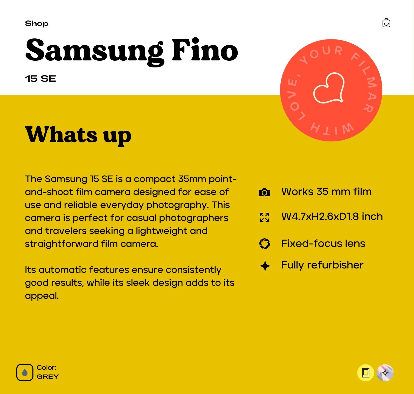 Samsung 15 SE 35mm Film Camera Compact Point-and-Shoot with Built-In Flash, Automatic Features, Perfect for Everyday and Travel Photography - Vintage Polaroid Instant Cameras