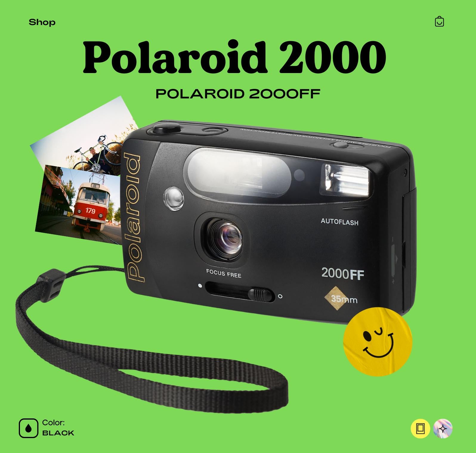 Polaroid 2000FF 35mm Film Camera - Vintage Point-and-Shoot Camera with Built-In Flash, Compact and Lightweight Retro Photography Gear - Vintage Polaroid Instant Cameras