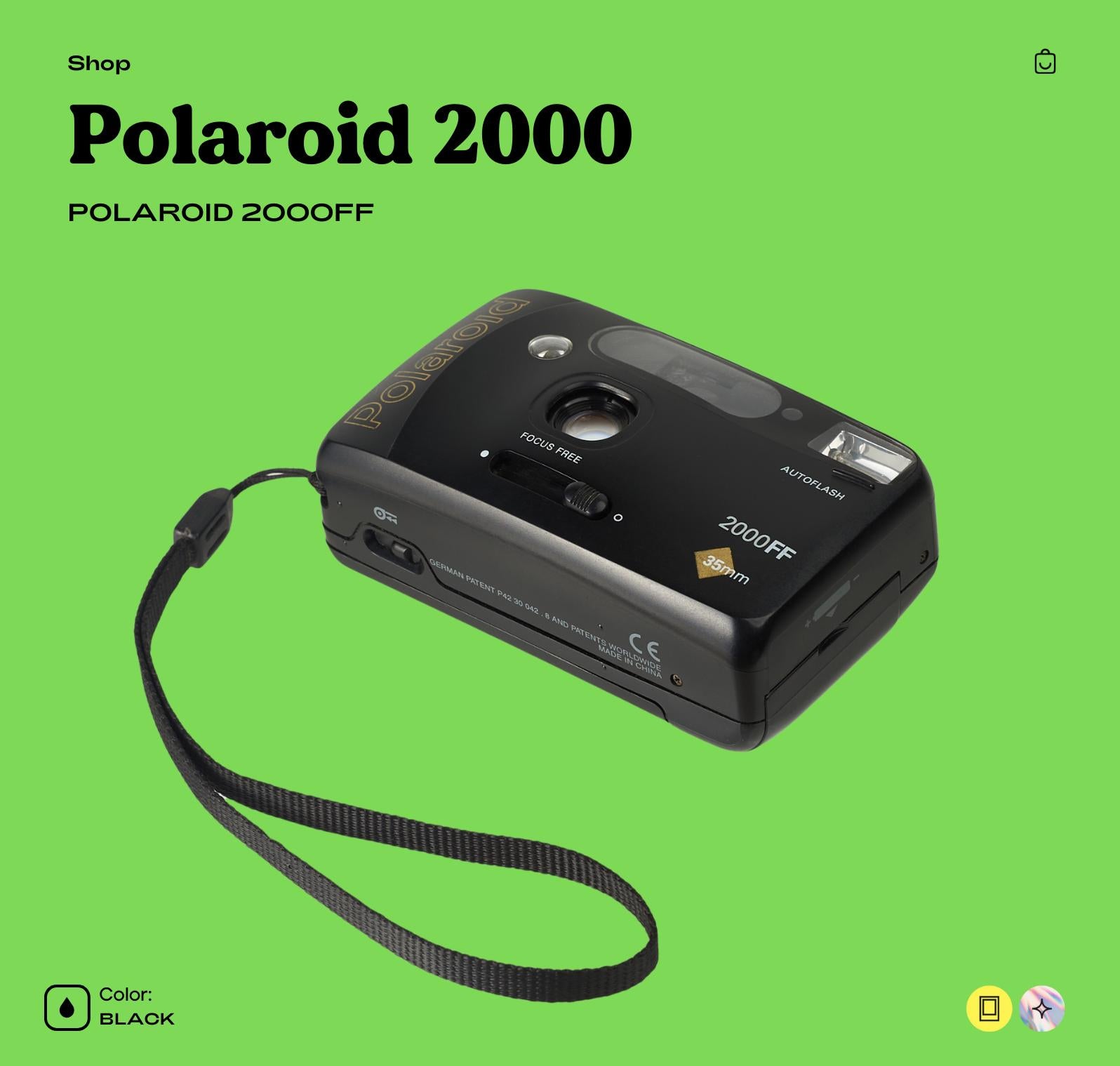 Polaroid 2000FF 35mm Film Camera - Vintage Point-and-Shoot Camera with Built-In Flash, Compact and Lightweight Retro Photography Gear - Vintage Polaroid Instant Cameras