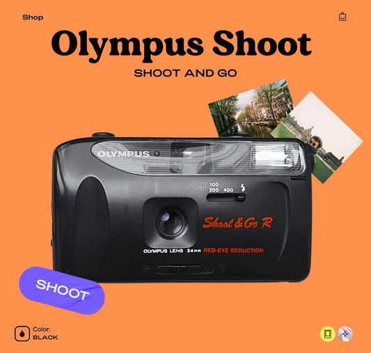 Olympus Shoot and Go 35mm Film Camera - Vintage Point and Shoot, Fully Working Compact Camera - Vintage Polaroid Instant Cameras