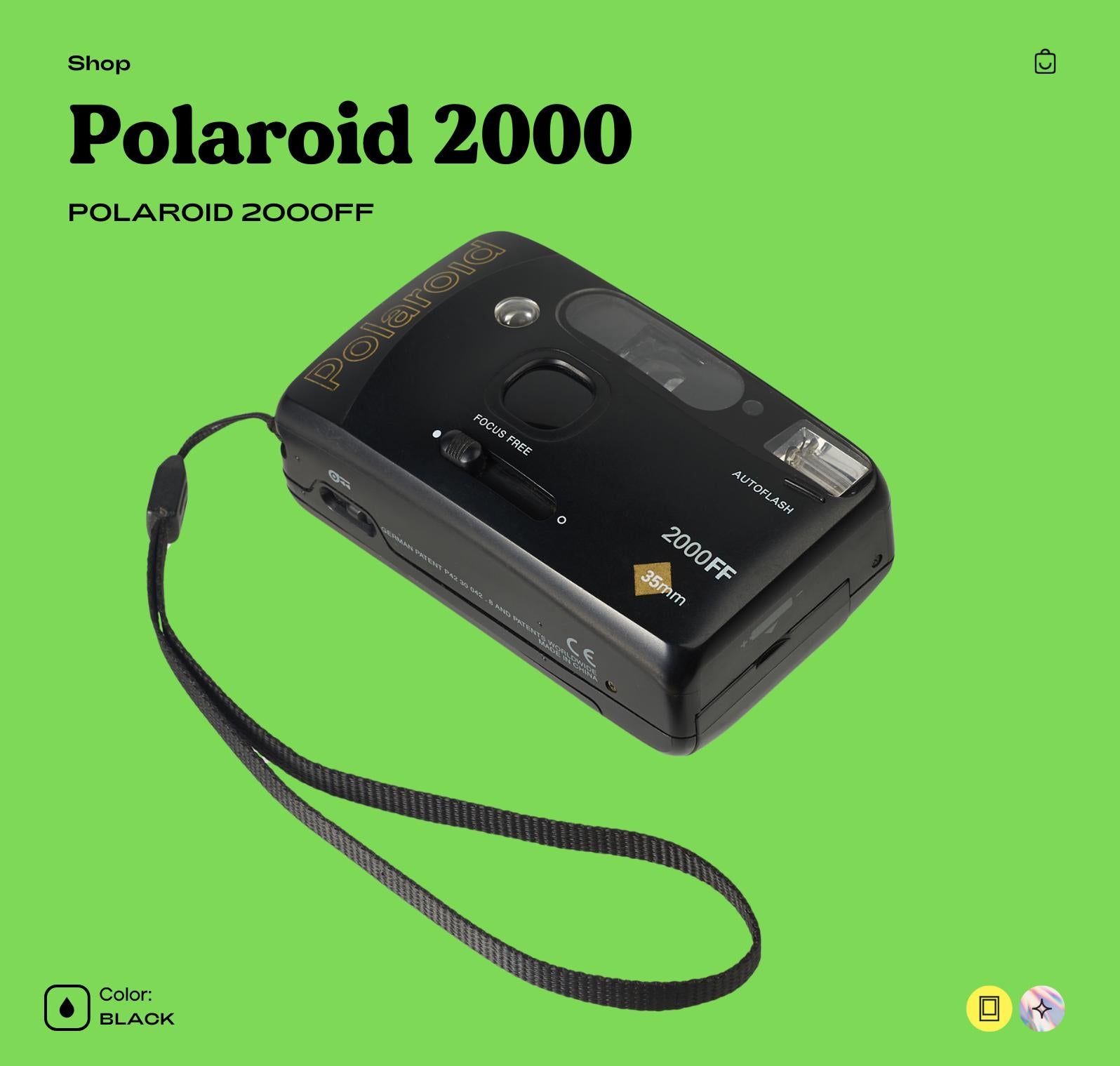 Polaroid 2000FF 35mm Film Camera - Vintage Point-and-Shoot Camera with Built-In Flash, Compact and Lightweight Retro Photography Gear - Vintage Polaroid Instant Cameras