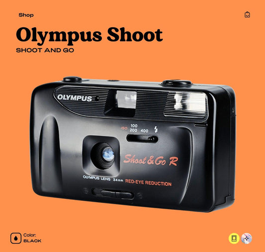 Olympus Shoot and Go 35mm Film Camera - Vintage Point and Shoot, Fully Working Compact Camera - Vintage Polaroid Instant Cameras