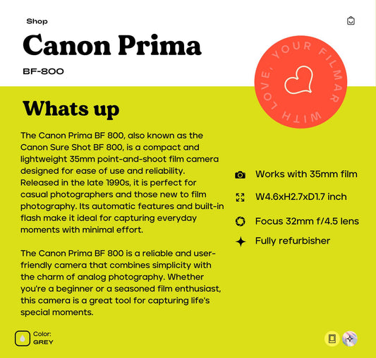 Canon prima 35 mm camera - Vintage 35mm Point and Shoot Film Camera with Built-In Flash - Photographer gift - Vintage Polaroid Instant Cameras