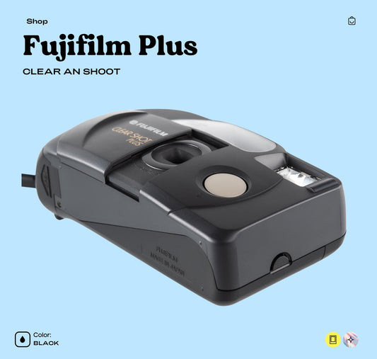Fujifilm Clear Shot Plus 35mm Film Camera - Vintage Point and Shoot with Built-In Flash, Compact Design, Easy-to-Use Analog Photography Tool - Vintage Polaroid Instant Cameras