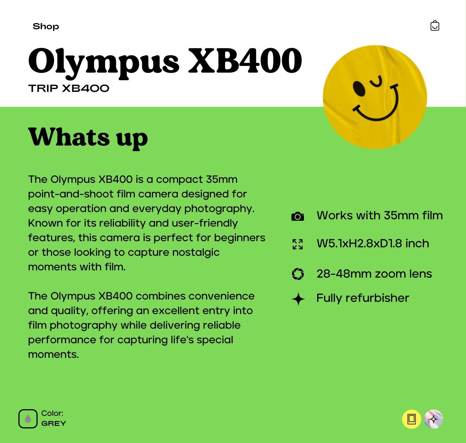 Olympus XB400 Vintage 35mm Point and Shoot Film Camera - Compact and Fully Functional - Vintage Polaroid Instant Cameras