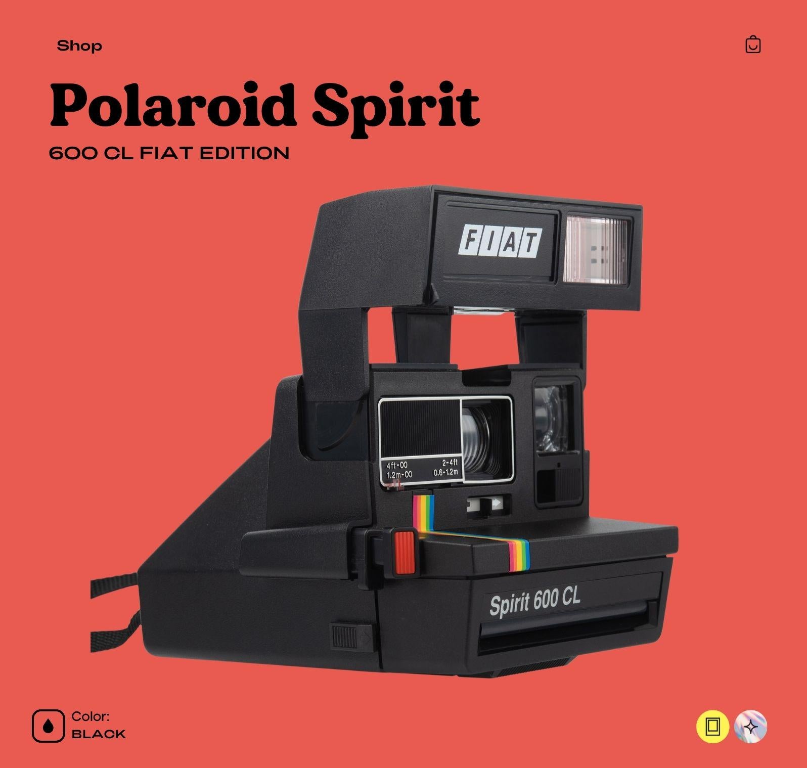 Polaroid Spirit 600 Instant Camera - Gray with Rainbow Stripe - Vintage 600 Film Camera with Built-In Flash - Photographer gift - Vintage Polaroid Instant Cameras