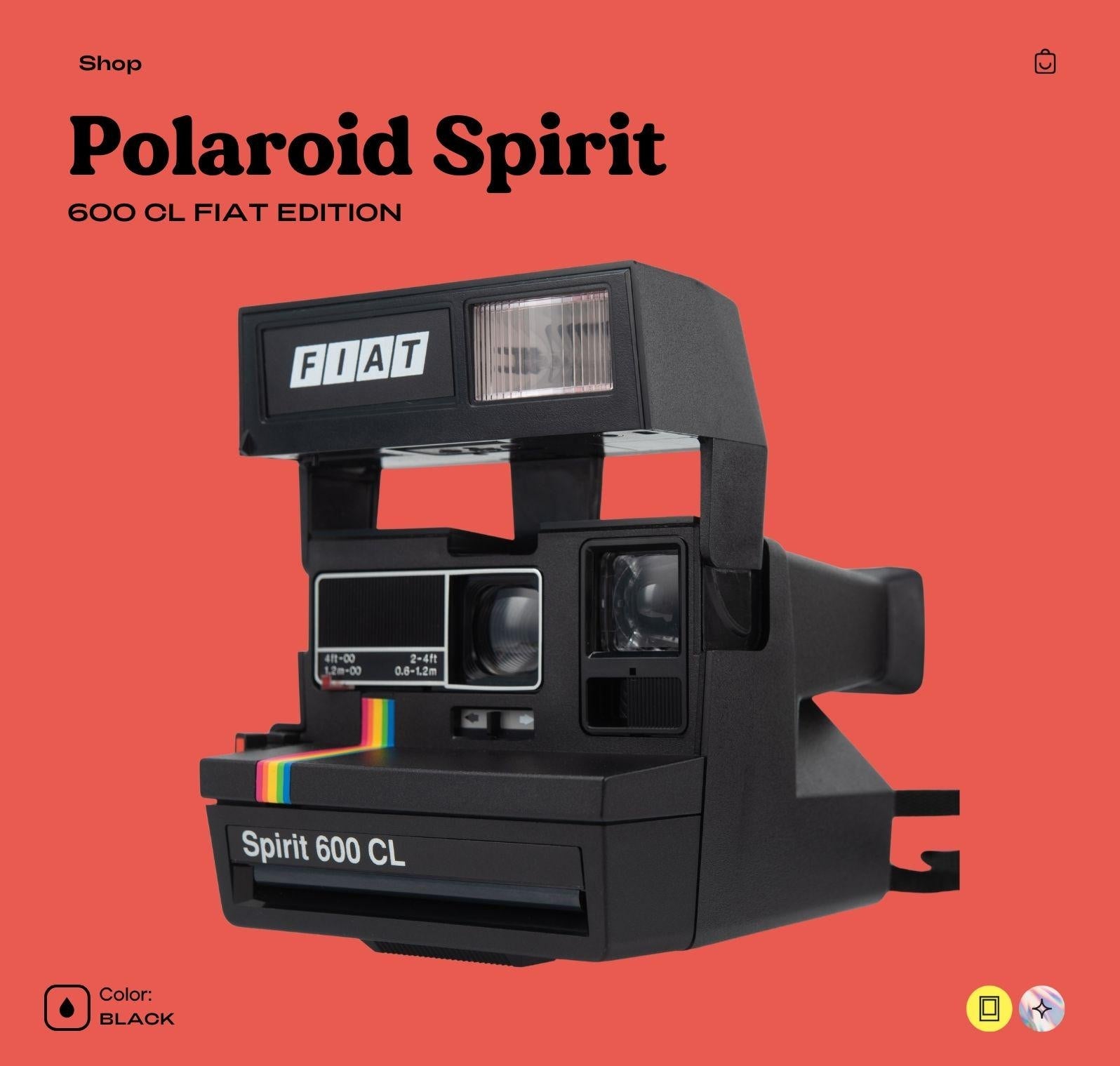 Polaroid Spirit 600 Instant Camera - Gray with Rainbow Stripe - Vintage 600 Film Camera with Built-In Flash - Photographer gift - Vintage Polaroid Instant Cameras