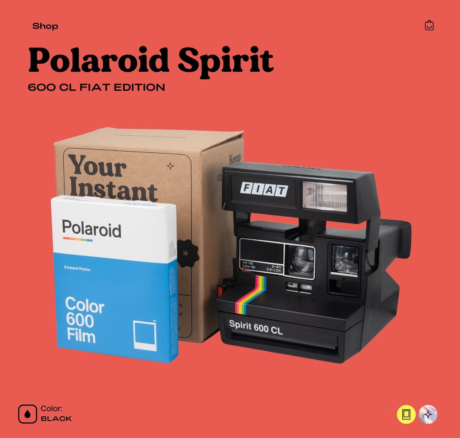 Polaroid Spirit 600 Instant Camera - Gray with Rainbow Stripe - Vintage 600 Film Camera with Built-In Flash - Photographer gift - Vintage Polaroid Instant Cameras