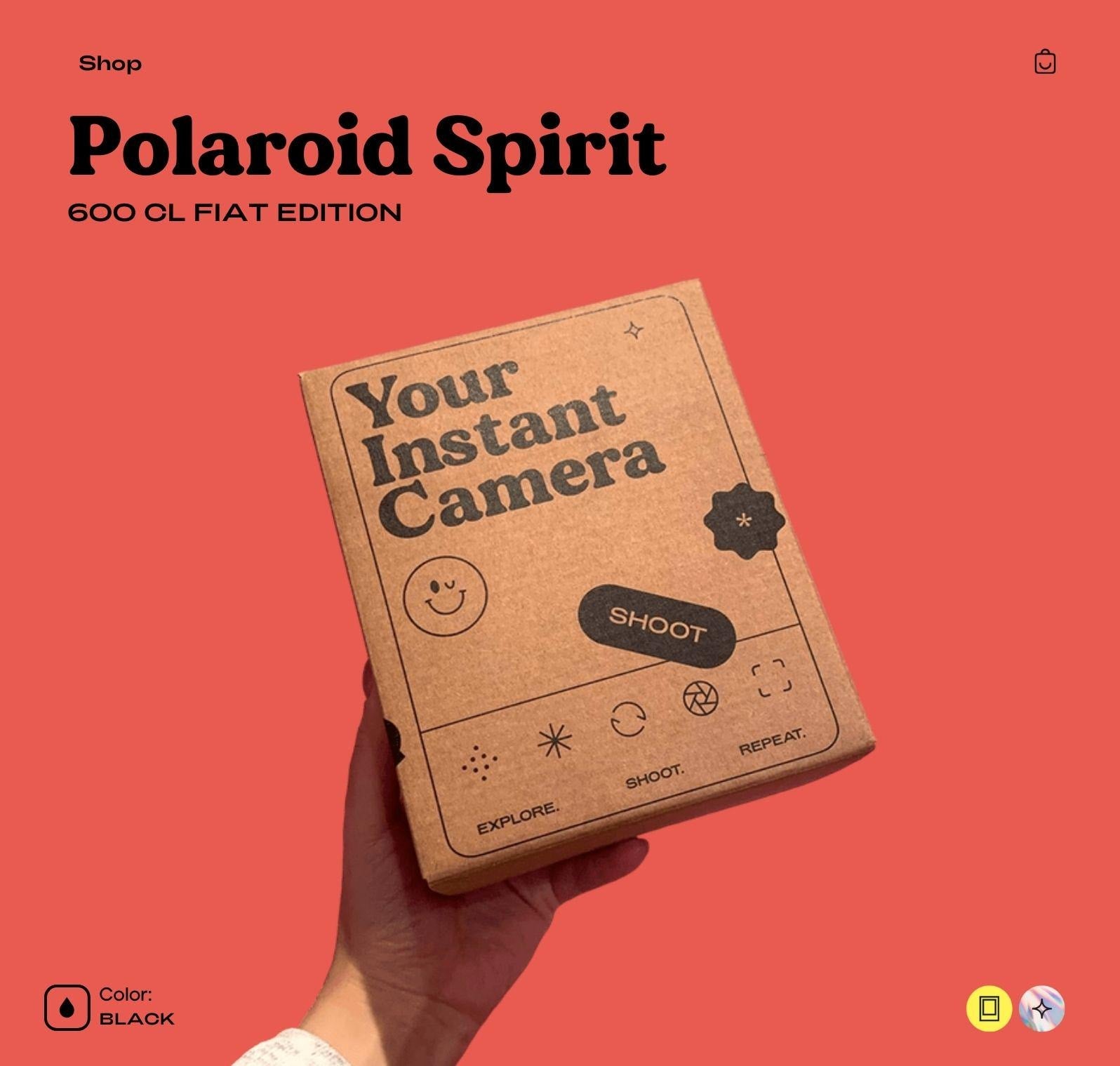 Polaroid Spirit 600 Instant Camera - Gray with Rainbow Stripe - Vintage 600 Film Camera with Built-In Flash - Photographer gift - Vintage Polaroid Instant Cameras