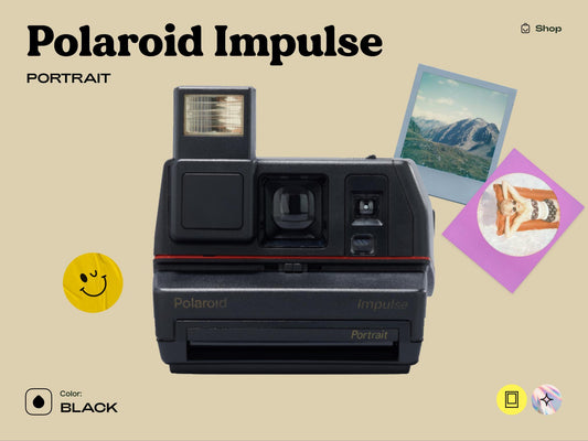 Polaroid Impulse Black Instant Film Vintage Camera – Polaroid 600 type - Instant Camera - Vintage Polaroid Instant Cameras