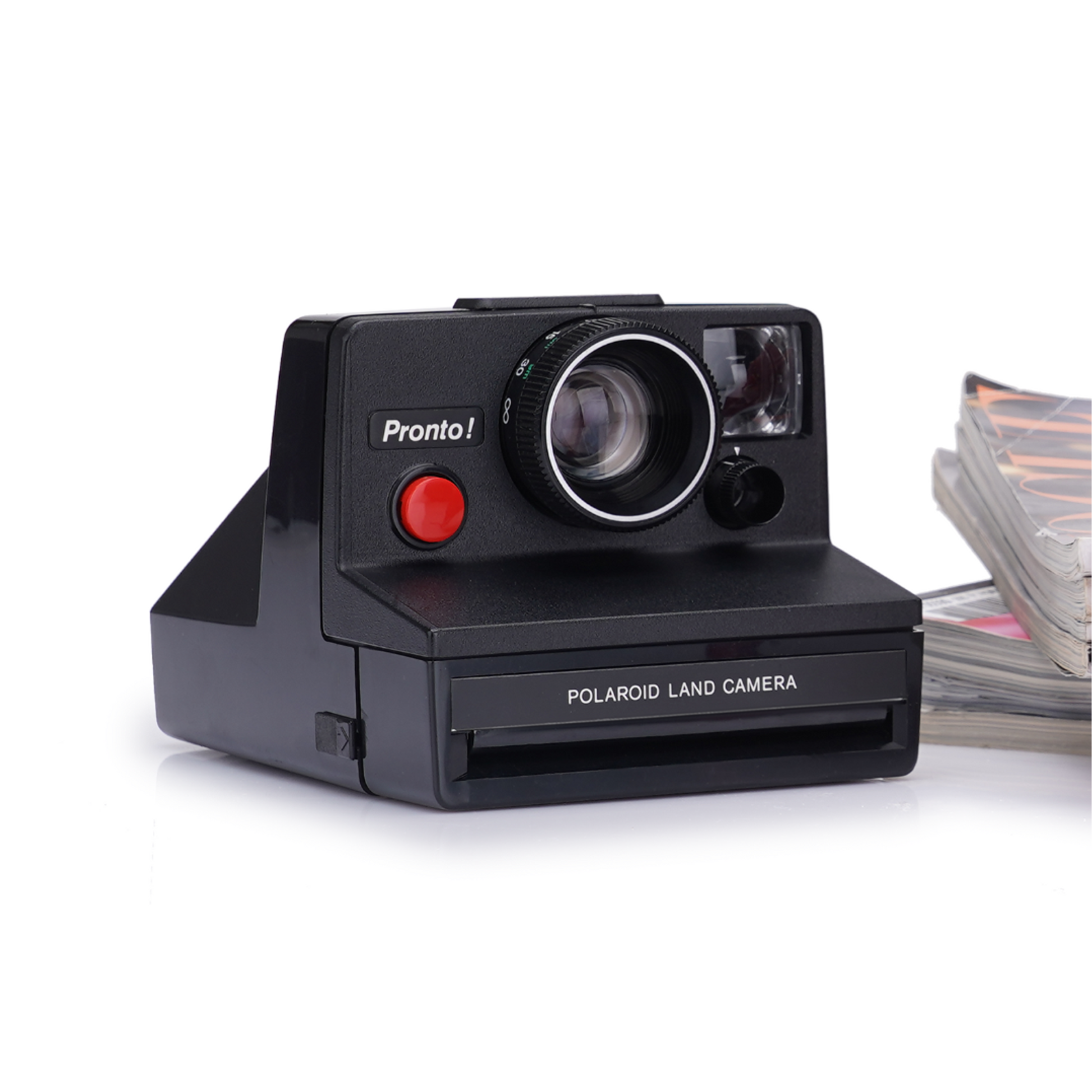 Vintage Polaroid Land Camera Pronto Black with Red Button – Instant Film Camera - Polaroid SX-70 - Polaroid film camera - Vintage Polaroid Instant Cameras