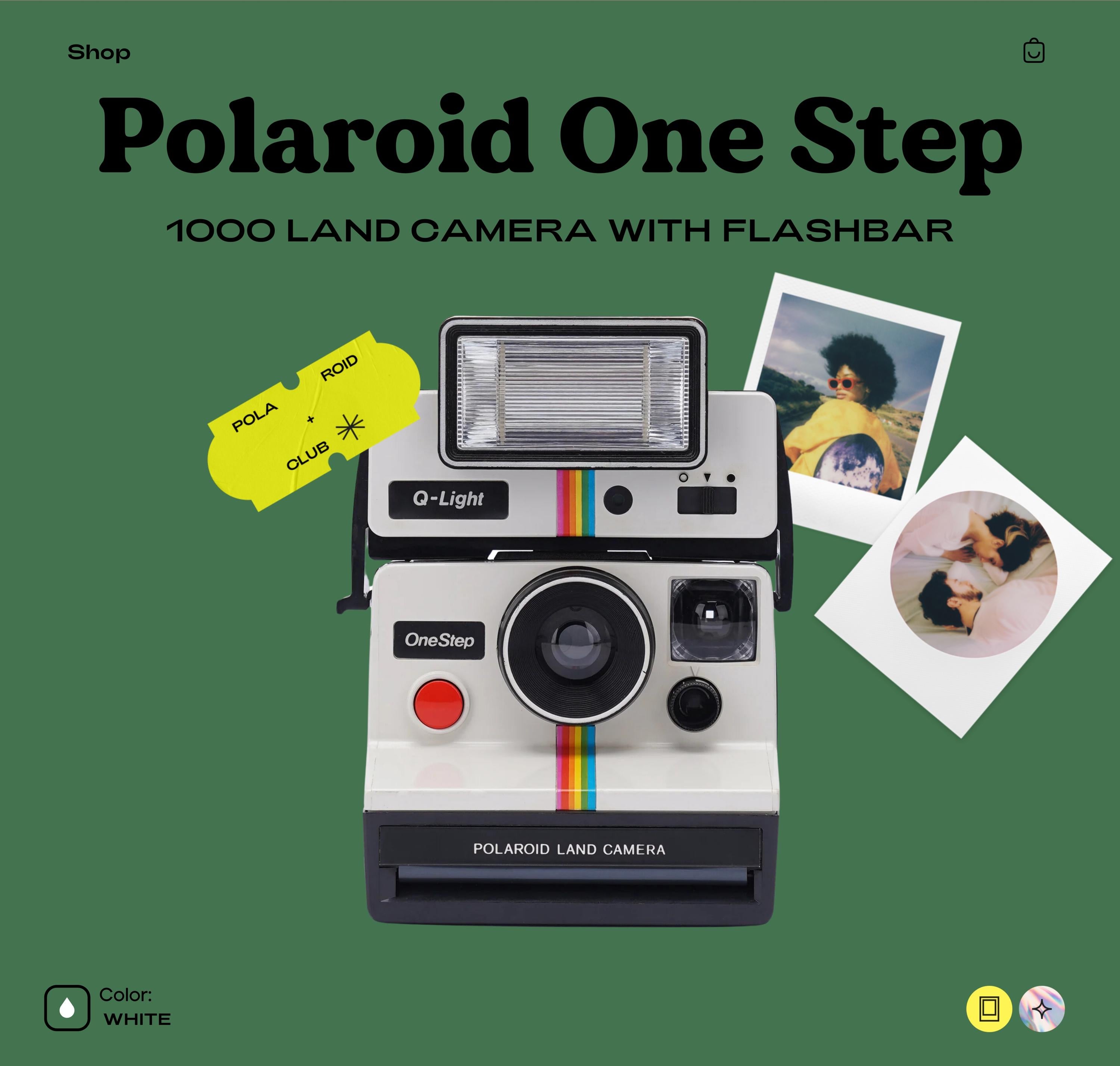 Vintage Polaroid SX-70 OneStep 1000 Land Camera - Classic White Rainbo