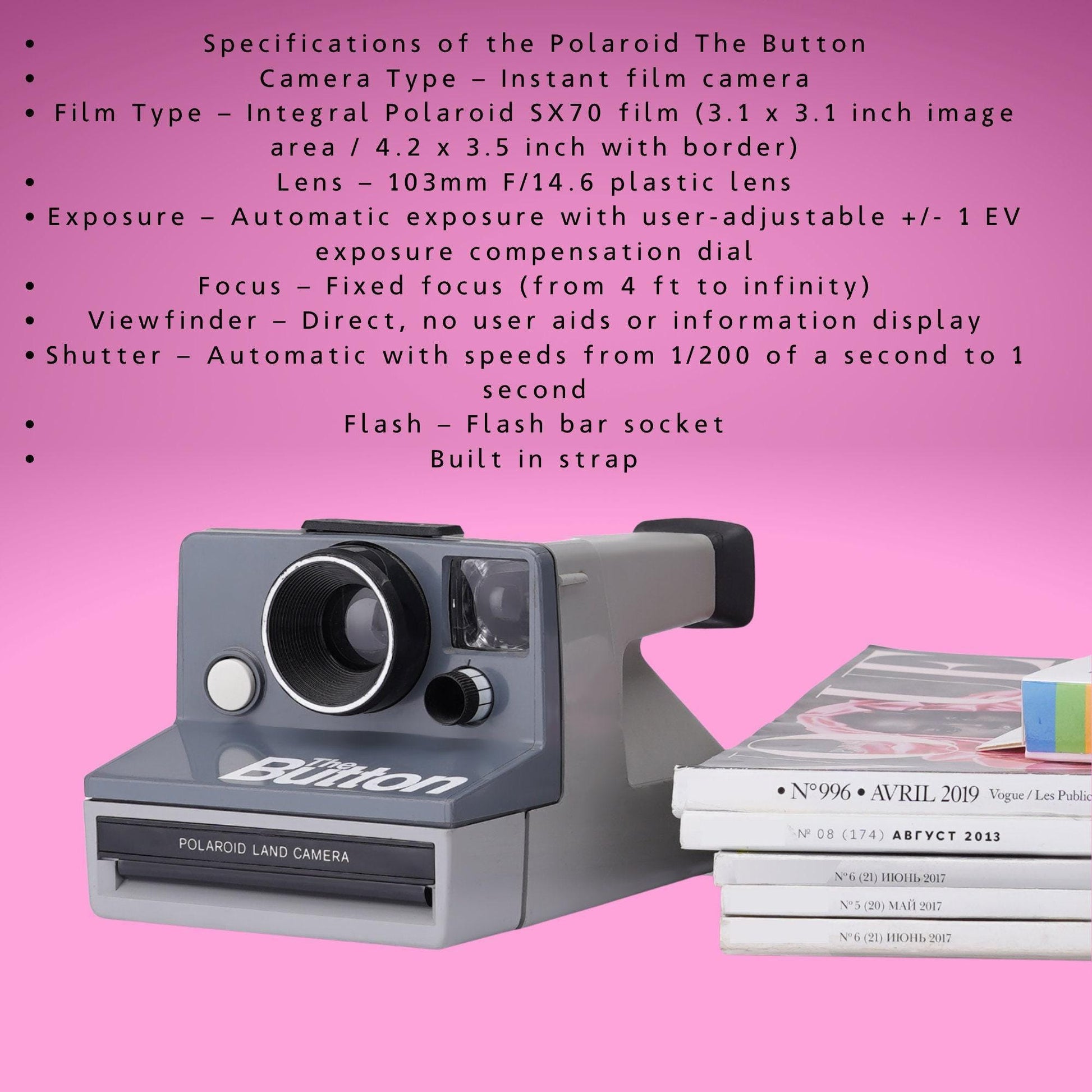 Vintage polaroid land camera with red button, classic instant film camera, retro polaroid 600 series, fully refurbished, collectible camera - Vintage Polaroid Instant Cameras