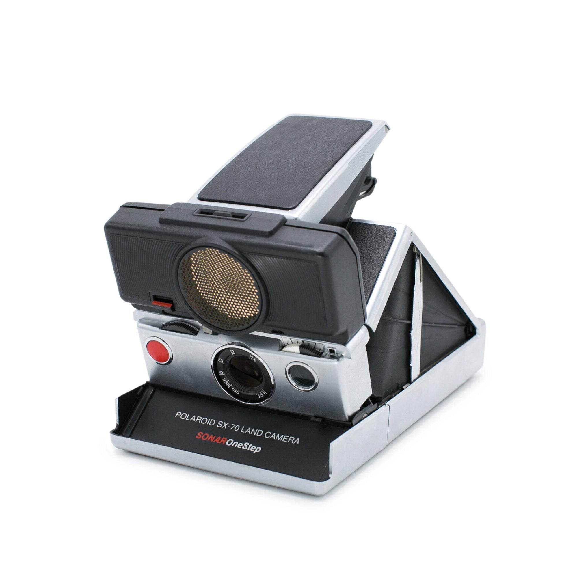 Vintage polaroid sx-70 instant film camera sonar silver/black landcamera polasonic autofocus - Vintage Polaroid Instant Cameras