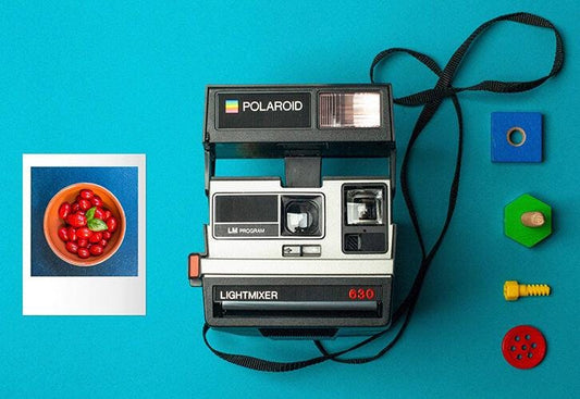 Polaroid 630 lm silver instant film camera - vintage 600 type - point & shoot - polaroid 600 type - silver camera - Vintage Polaroid Instant Cameras