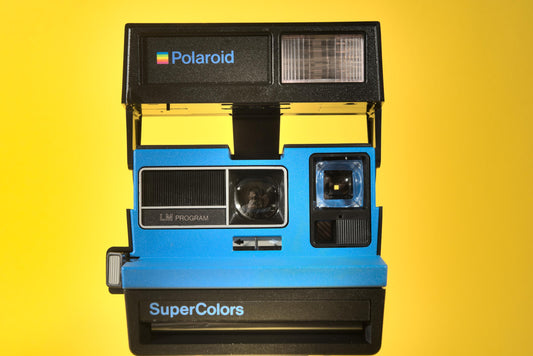 Polaroid supercolor blue | vintage 600 film instant camera | fully refurbished | retro photography gift