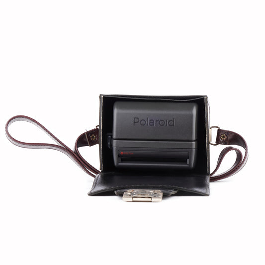 Vintage brown polaroid leather bag, genuine leather camera case 15x18 cm, fits polaroid sx-70, retro photographer gift, stylish camera bag - Vintage Polaroid Instant Cameras