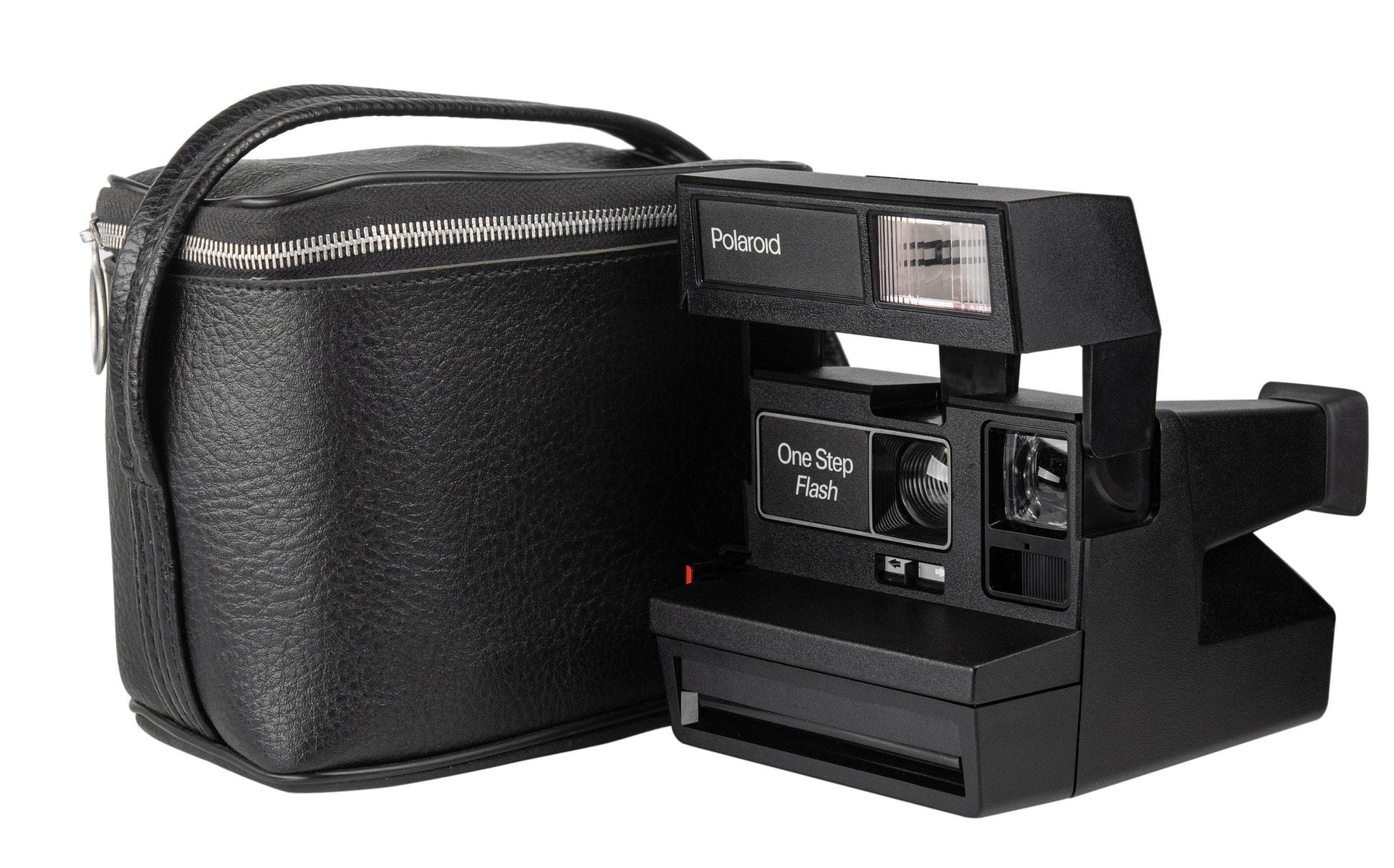 Black polaroid camera bag, original polaroid 600 type, vintage leather bag, protective case for instant film camera - Vintage Polaroid Instant Cameras