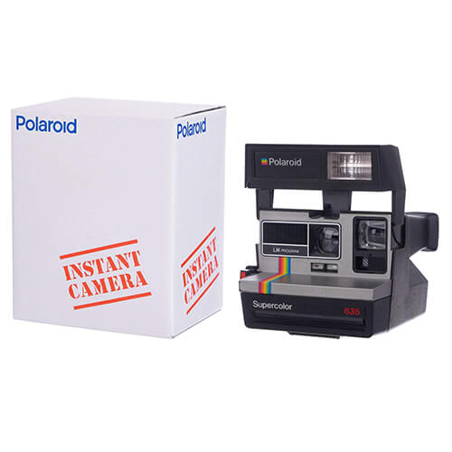 Polaroid 635 Supercolor LM Program Boxed Instant Print Camera Silver Grey Rainbow Vintage - Vintage Polaroid Instant Cameras