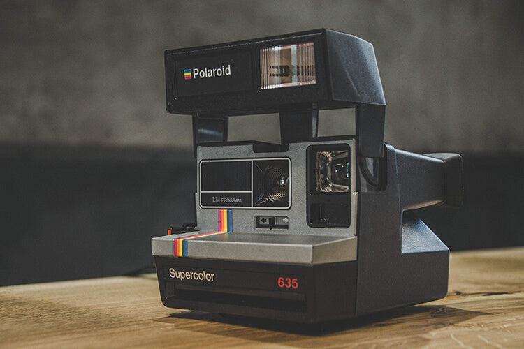 Polaroid 635 Supercolor LM Program Boxed Instant Print Camera Silver Grey Rainbow Vintage - Vintage Polaroid Instant Cameras