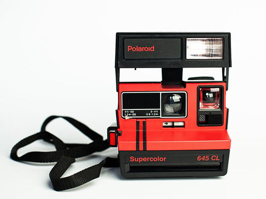 Camera Polaroid 645 CL Supercolor Instant Film Camera Red Black Stripes