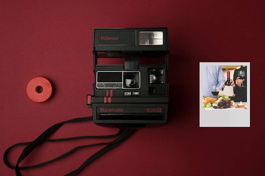 Vintage Camera Polaroid 635 CL Supercolor Red Stripes Instant Film Camera