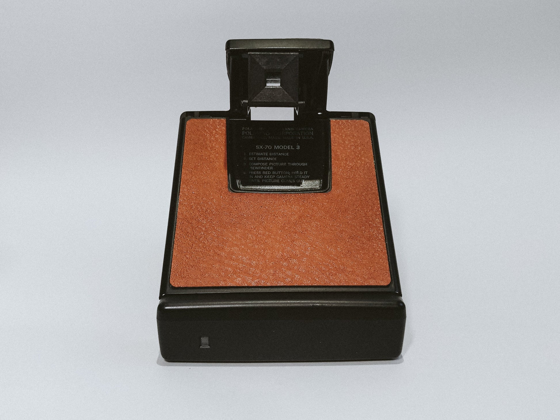 Vintage Polaroid SX-70 Instant Film Camera Model 3 fully Black body - Brown leather