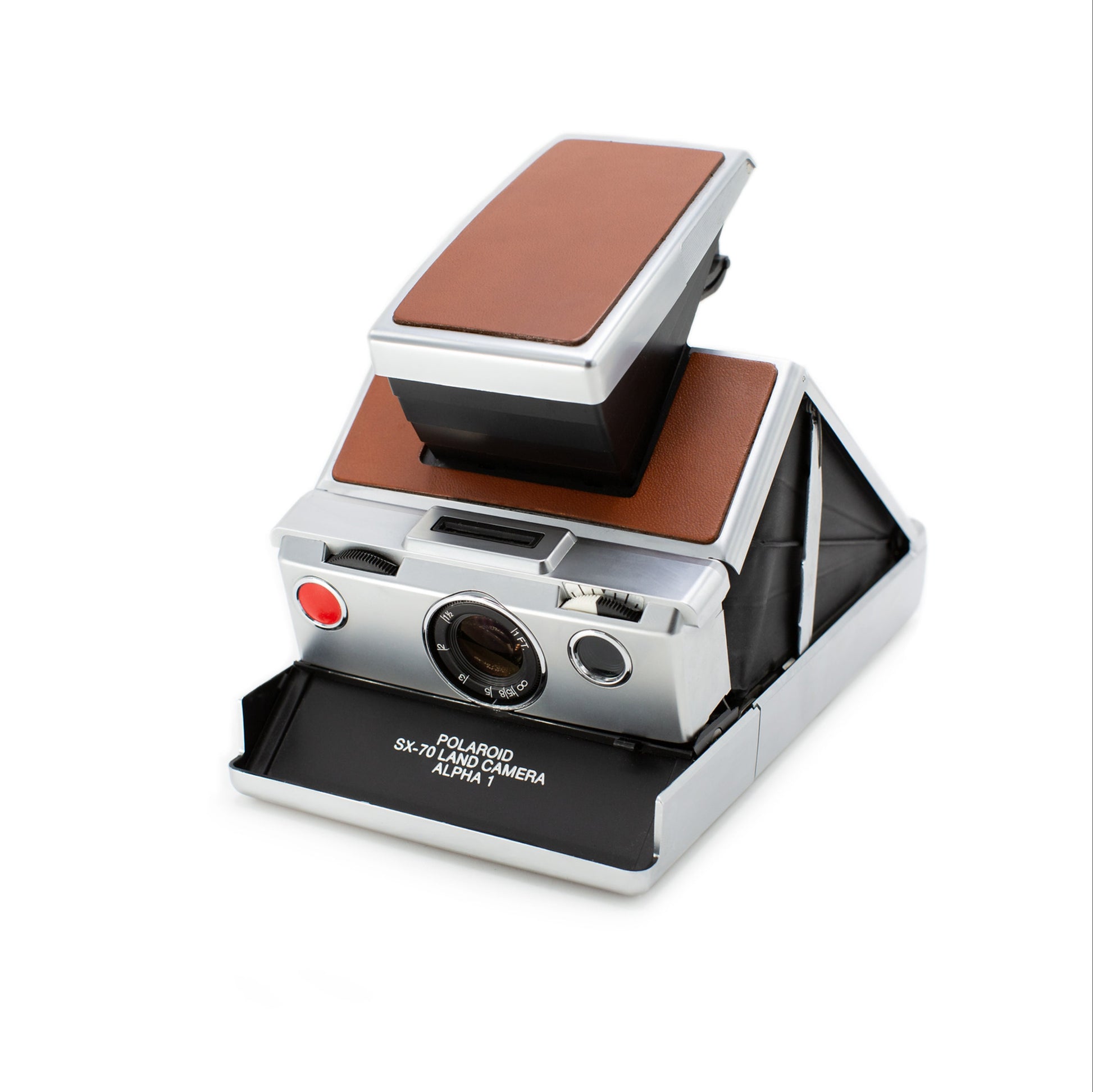 Polaroid SX-70 Instant Film Camera Vintage 70s Original Vintage Skin - Brown and Silver - Vintage Polaroid Instant Cameras