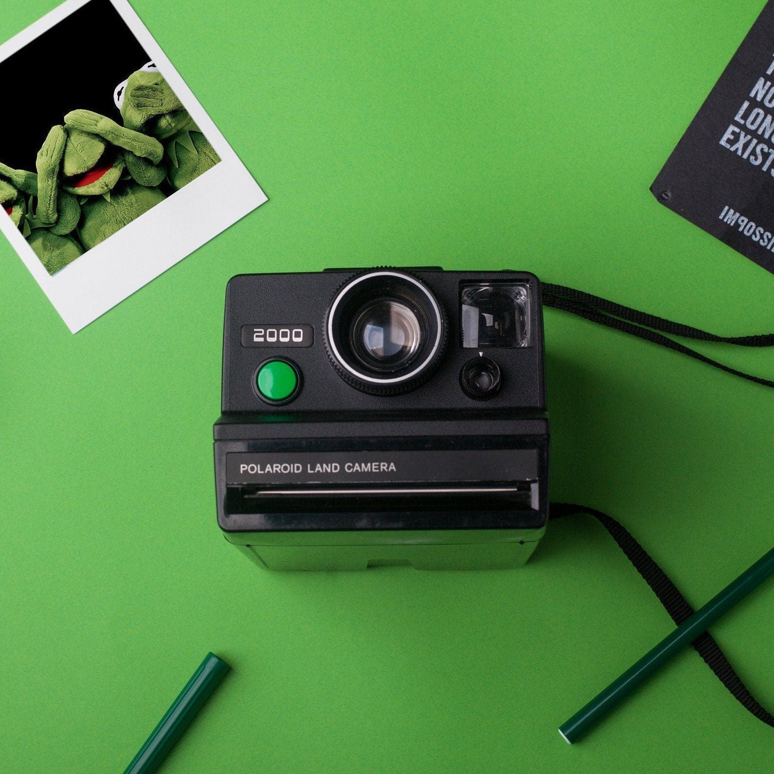 Polaroid Land Camera 2000 Green Shutter Button Classic Vintage 70s Instant SX-70 Film Camera - Tested and Working - Lifetime Warranty