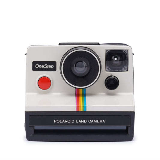 Vintage Polaroid OneStep Classic White Rainbow Stripe 1000 - Iconic Instant Camera with Instagram Logo Connection - SX-70 Film