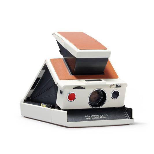 Vintage Polaroid SX-70 Instant Film Camera Model 2 White body - New Brown leather - Fully reskinned