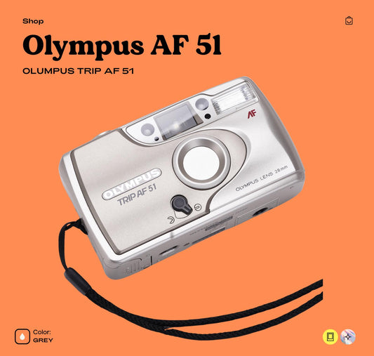 Olympus Trip AF 51 35mm Film Camera Compact Point-and-Shoot with Autofocus, Built-In Flash, and Automatic Features for Easy Film Photography