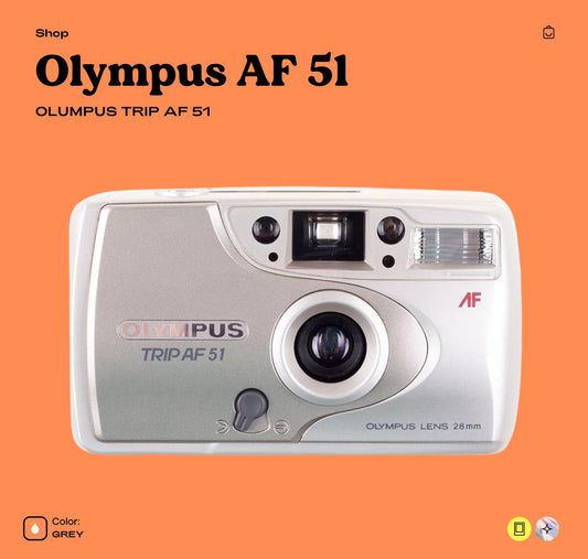 Olympus Trip AF 51 35mm Film Camera Compact Point-and-Shoot with Autofocus, Built-In Flash, and Automatic Features for Easy Film Photography