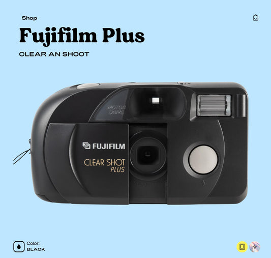 Fujifilm Clear Shot Plus 35mm Film Camera - Vintage Point and Shoot with Built-In Flash, Compact Design, Easy-to-Use Analog Photography Tool