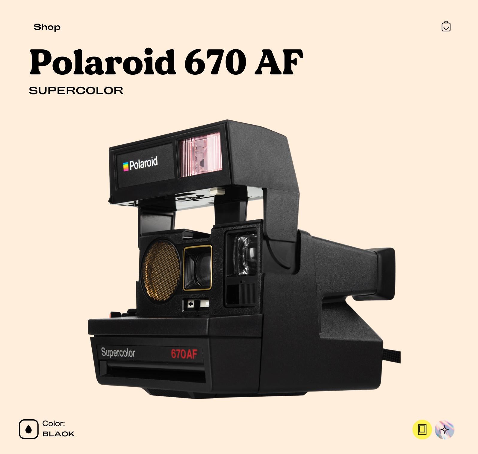 Polaroid 670 AF, Polaroid 600 type land camera sonar autofocus=