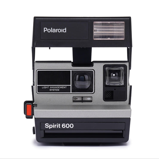 Vintage polaroid spirit 600 grey silver instant camera - retro 600 film camera with built-in flash, fixed focus lens