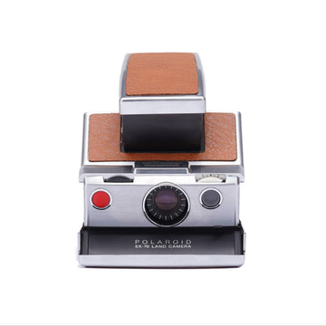 Polaroid sx-70 instant film camera vintage 70s original vintage skin - brown and silver