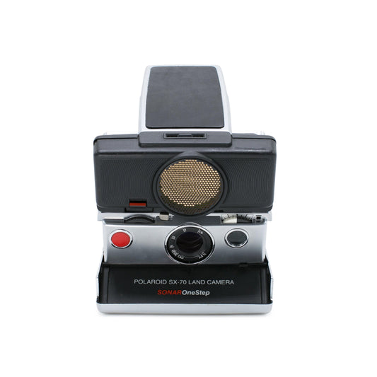 Vintage polaroid sx-70 instant film camera sonar silver/black landcamera polasonic autofocus