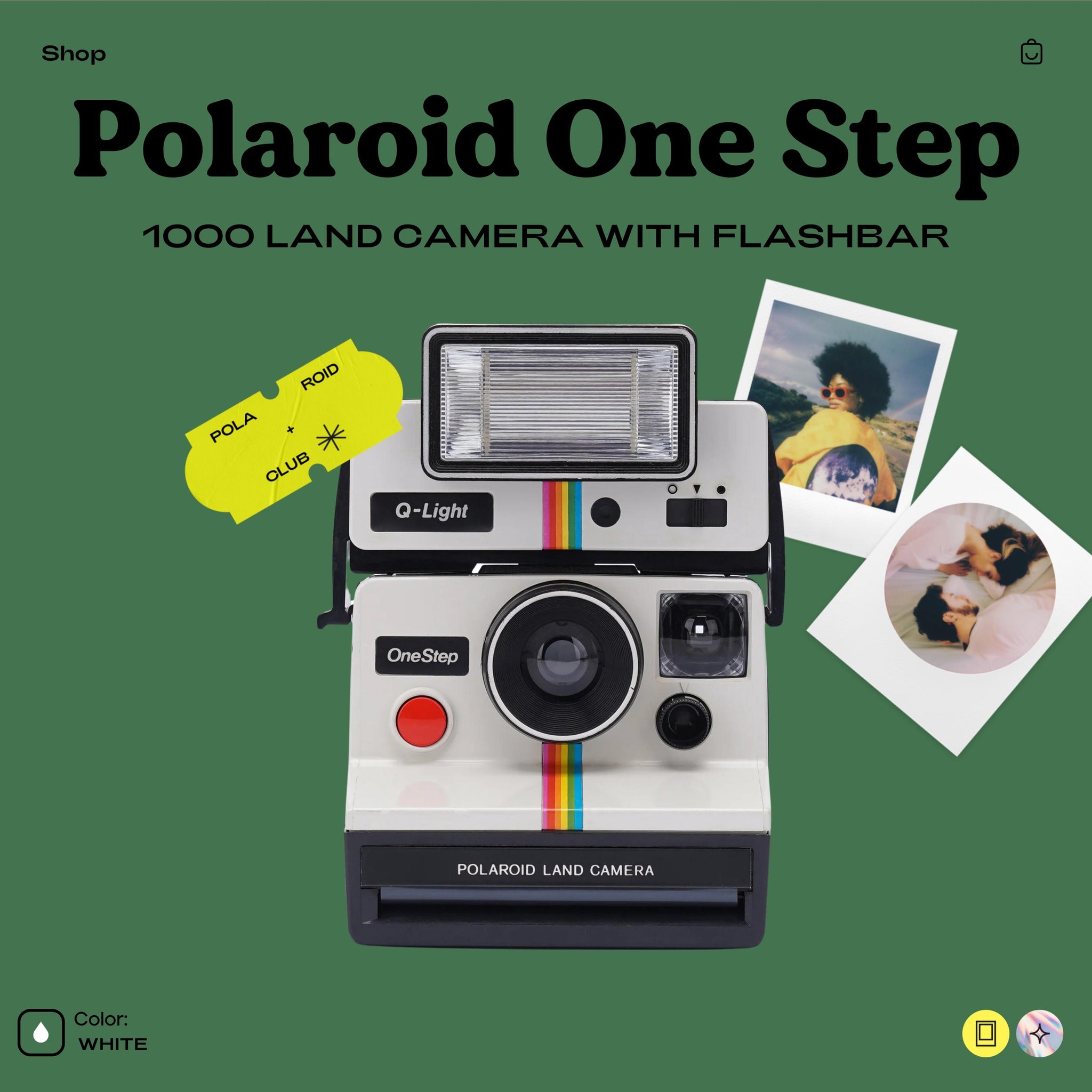 Vintage Polaroid SX-70 OneStep 1000 Land Camera - Classic White Rainbow Design - Retro Instant Film Camera - Perfect Gift for Collectors