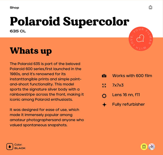 Polaroid 635 CL Vintage Instant Camera – Classic 80s Design – Uses 600 Film – Retro Photography – Perfect for Collectors & Film Lovers