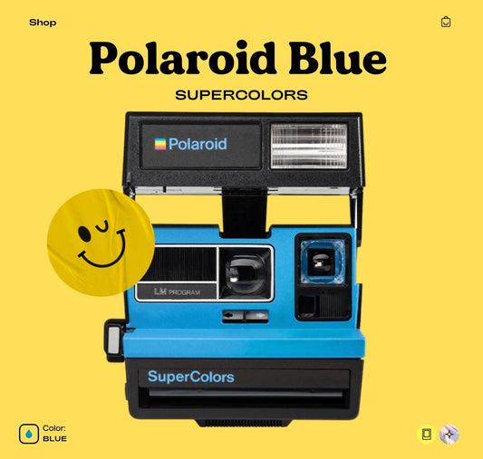 Vintage Polaroid Supercolor 600 Blue Instant Camera - Retro 80s Polaroid Camera - 600 Film Compatible - Classic Instant Photography Gift