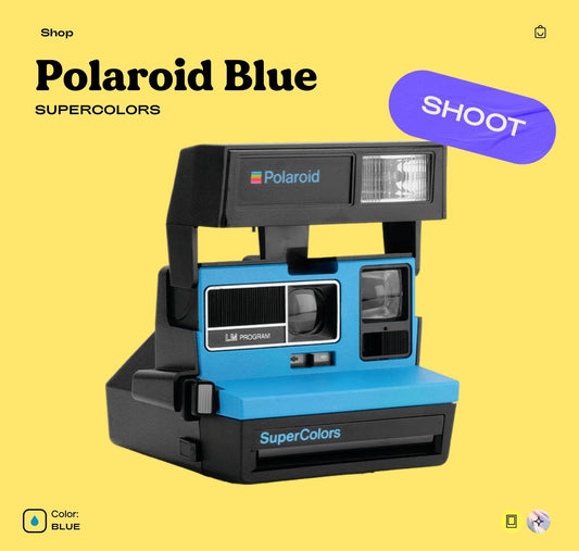 Vintage Polaroid Supercolor 600 Blue Instant Camera - Retro 80s Polaroid Camera - 600 Film Compatible - Classic Instant Photography Gift