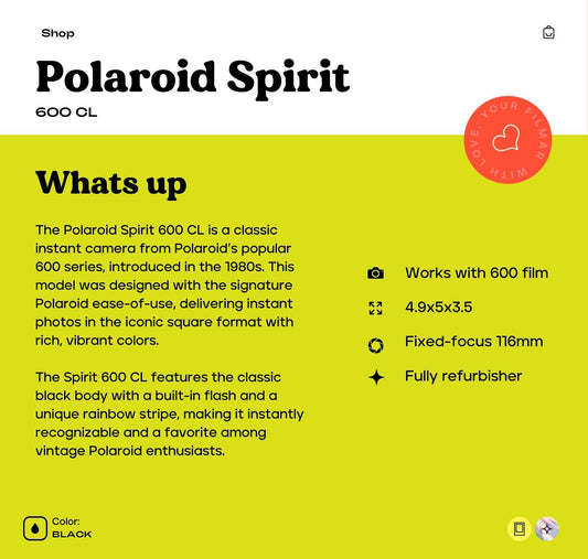 Vintage Polaroid 600 CL Spirit Instant Film Camera | 90s Rainbow Retro Polaroid 600 Type Film Camera | Classic Instant Photography